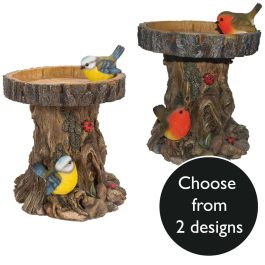 Vivid Arts Treetrunk Bird Feeder Garden Ornament | Robin & Bluetit