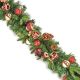 Red Bow Artificial Christmas Garland with Baubles & Cones - 1.8m