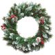 Snow Tipped Artificial Christmas Wreath with Red Berries and Cones - 50cm