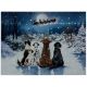 Lit Dog Christmas Scene - LED Canvas Print - 40 x 30cm