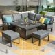 Hartman Aurora Square Causal Dining Set with Fire Pit Table