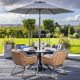 Hartman Rayo 4 Seat Round Dining Set with Parasol