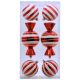 8cm Red & White Striped Shatterproof Candy Baubles (Pack of 6)