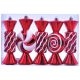 15cm Red & White Striped Shatterproof Candy Baubles (Pack of 5)