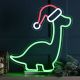 Neon Flex Dinosaur With Santa Hat