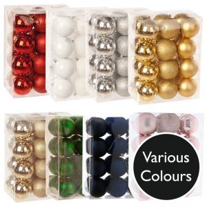 8cm Multi Finish Shatterproof Baubles (Pack of 24) - Colour Choice