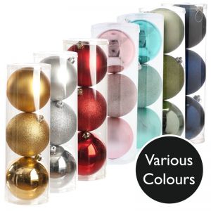 15cm Multi Finish Shatterproof Baubles (Pack of 3) - Colour Choice