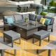 Hartman Aurora Square Causal Dining Set with Fire Pit Table