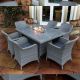 Catalan 6 Seat Rectangular Dining Set with Fire Pit Table