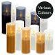 Battery LED Flickabrights Narrow Glass Cup Candles with Timer - Glass colour choice