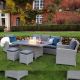 Catalan Lounge Dining Set with Gas Powered Fire Pit Table