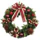 Red Bow Artificial Christmas Wreath with Baubles & Cones