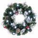 Snow Tipped Fibre Optic & LED Christmas Wreath with Berries
