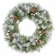 Snow Tipped Artificial Christmas Wreath with White Berries & Cones