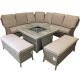 Venice Curved Modular Dining Set with Fire Pit