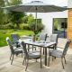Vienna 6 Seater Rectangular Garden Dining Set with Parasol & Base