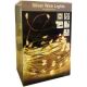 Warm White Silver Wire Battery Lights - 80 LEDs
